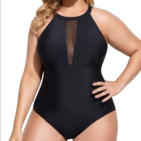 Daci Plus Size One Piece Swimsuit High Neck 18 - Picture 1 of 10